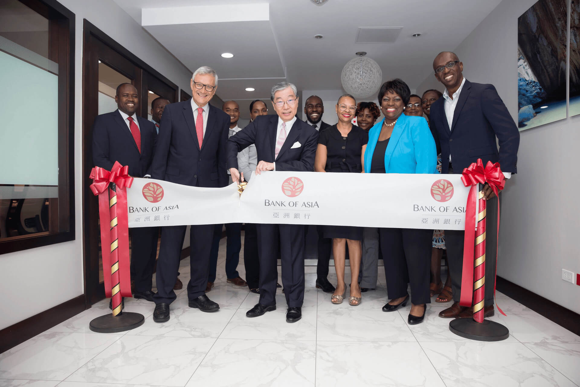 Mr. Carson Wen Cutting the Ribbon at Bank of Asia’s Launching Ceremony in July, 2018